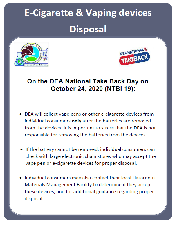 DEA TakeBack E-Cig & Vaping 2020