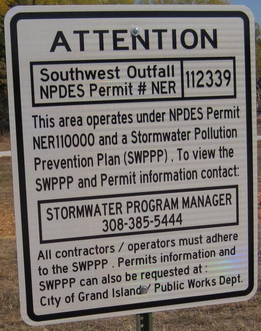 SW Outfall NPDES Sign